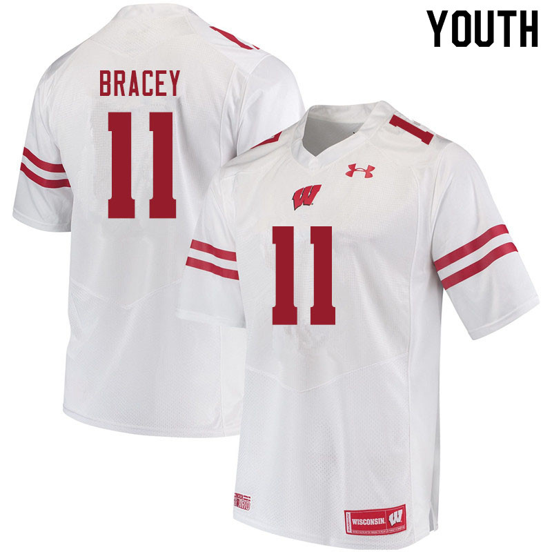 Wisconsin Badgers Youth #11 Stephan Bracey NCAA Under Armour Authentic White College Stitched Football Jersey DO40S51KH
